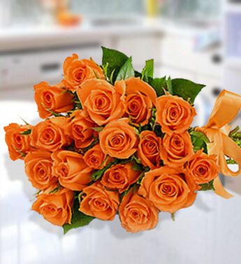 Bunch of 20 Stem of Orange Roses in nice wrapping Personal Manner