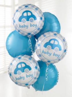 3 Baby Boy Balloon and 3 Plain Blue Balloon Baby Baby Balloon