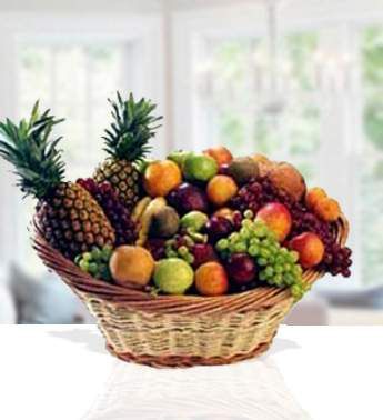 Fruit gifts are the sort of gift that you can give to practically anyone. Whoever you decide to give the fruits to will sure to love the gift and you can be certain that all the fruits are extremely fresh. Consist of 2 pineapple, 5 red apples, 5 oranges, 5 pears , 5 kiwi, 5 banana, and 1k grapes. Sweet Fruit Basket