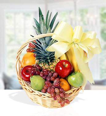 Wonderful Fruit Basket Basket Includes: Pineapple (1pc) Banana (1k) Orange (2pcs) Red Apple (2pcs) Green Apple (2pcs) Grapes (1/4k) Wonderful Fruit Basket